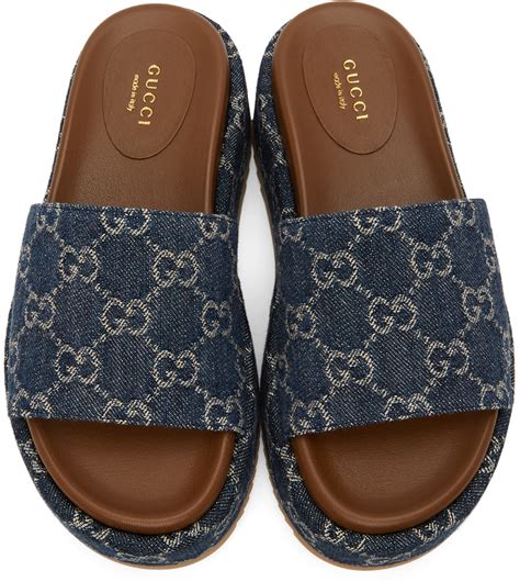 gucci platform alides|Gucci denim slides.